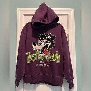 Zara Boys Flocked Wolf Sweatshirt Purple Size 11-12 Yesrs